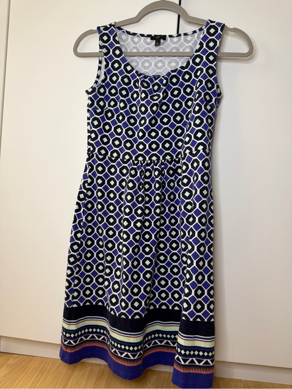 Talbots Navy and White Geometric Midi Dress